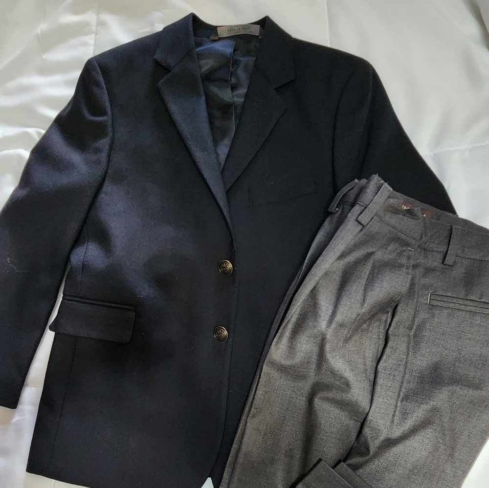 Nordstrom Boy’s Navy Blue Gold Tone Buttons Blazer Wool Blend Sport Coat 6R
